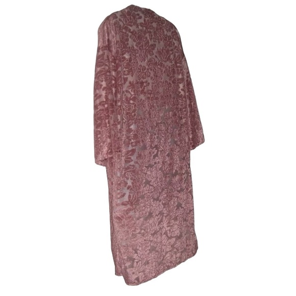 David and Young Duster Pink Crushed Velvet Floral Boho Whimsigoth Festival Beach - Picture 7 of 13